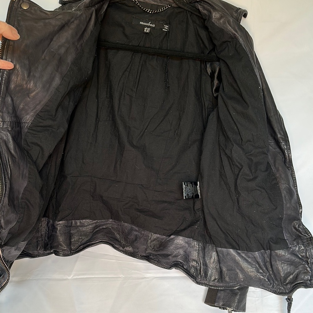 Muubaa Black Leather Biker Jacket - Picture 5 of 7